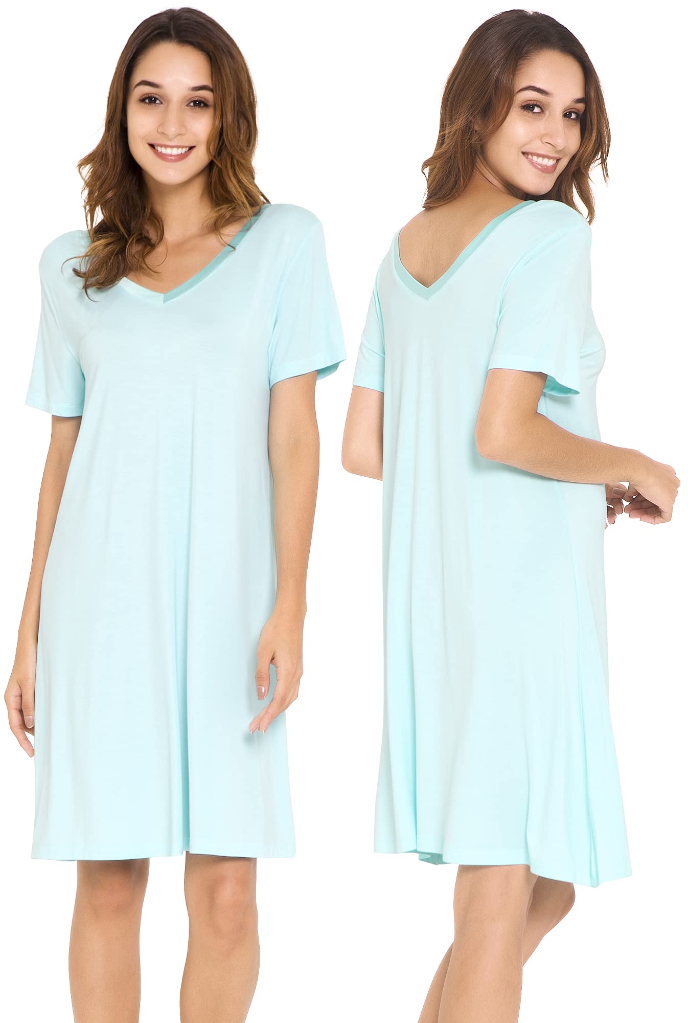 WiWi Soft Women's Viscose Bamboo Nightgowns - Plus Size Short Sleeve Sleep Shirts & Pajamas (S-4X) for Comfortable Sleepwear and Lounge Wear