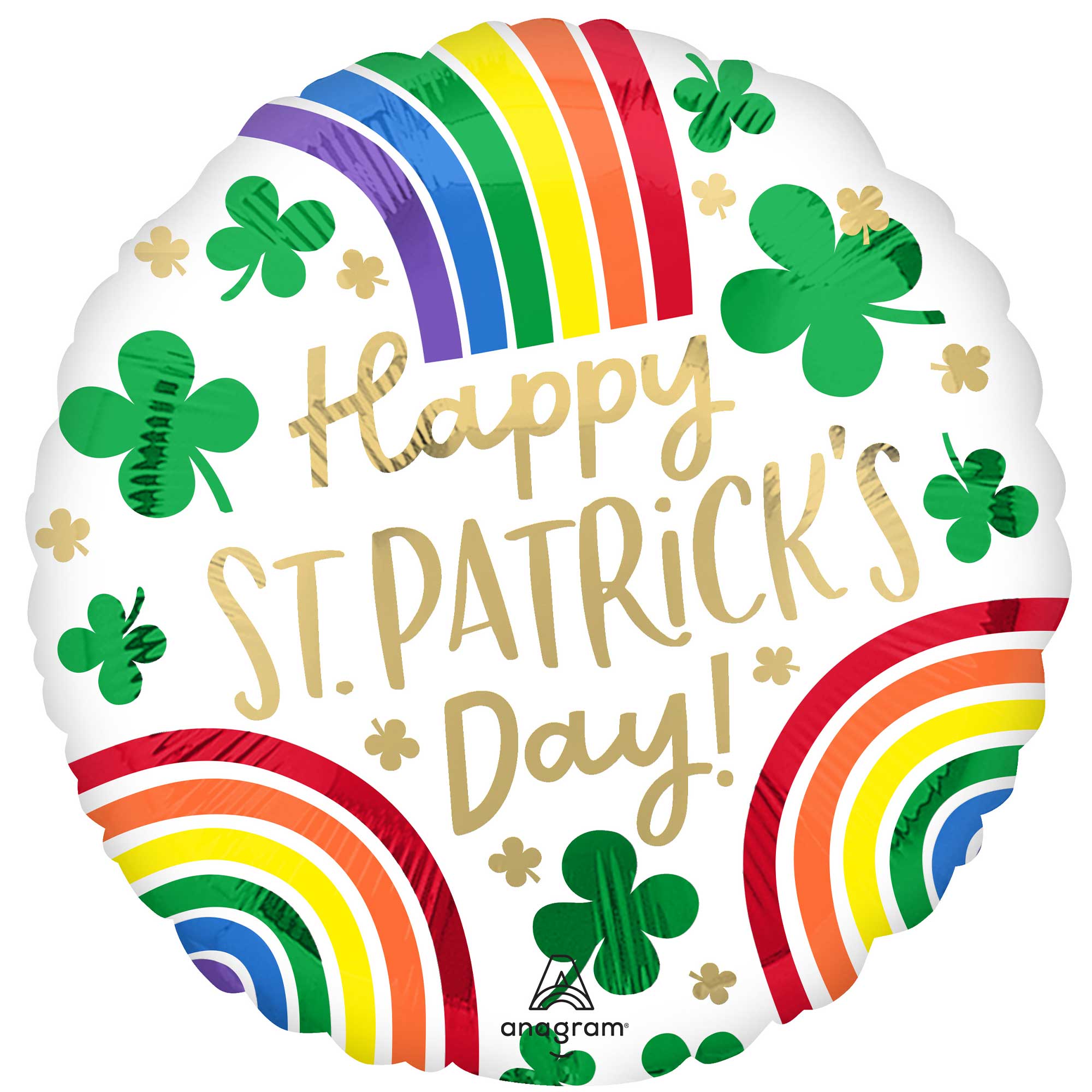45cm Standard HX Happy St. Patrick's Day Rainbow & Shamrock Balloon - Perfect for Party Decorations, Irish Themed Events, and Festive Celebrations