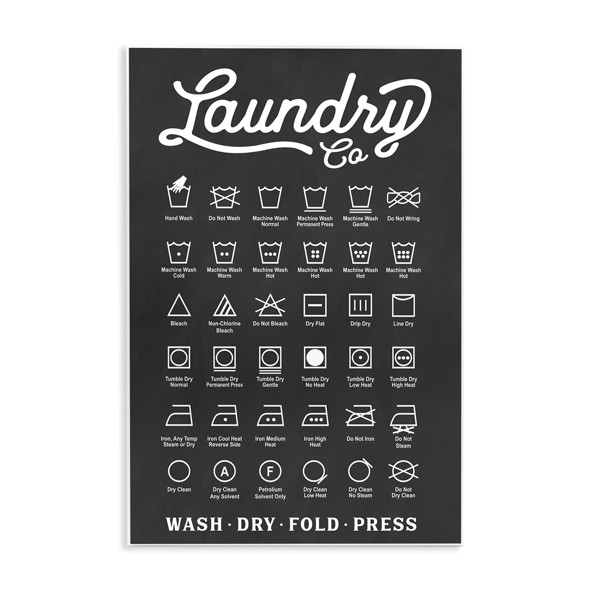 Stupell Industries Laundry Business Symbols Chart - Simple Shapes Wall Art for Laundry Room Decor & Small Business Office Signage