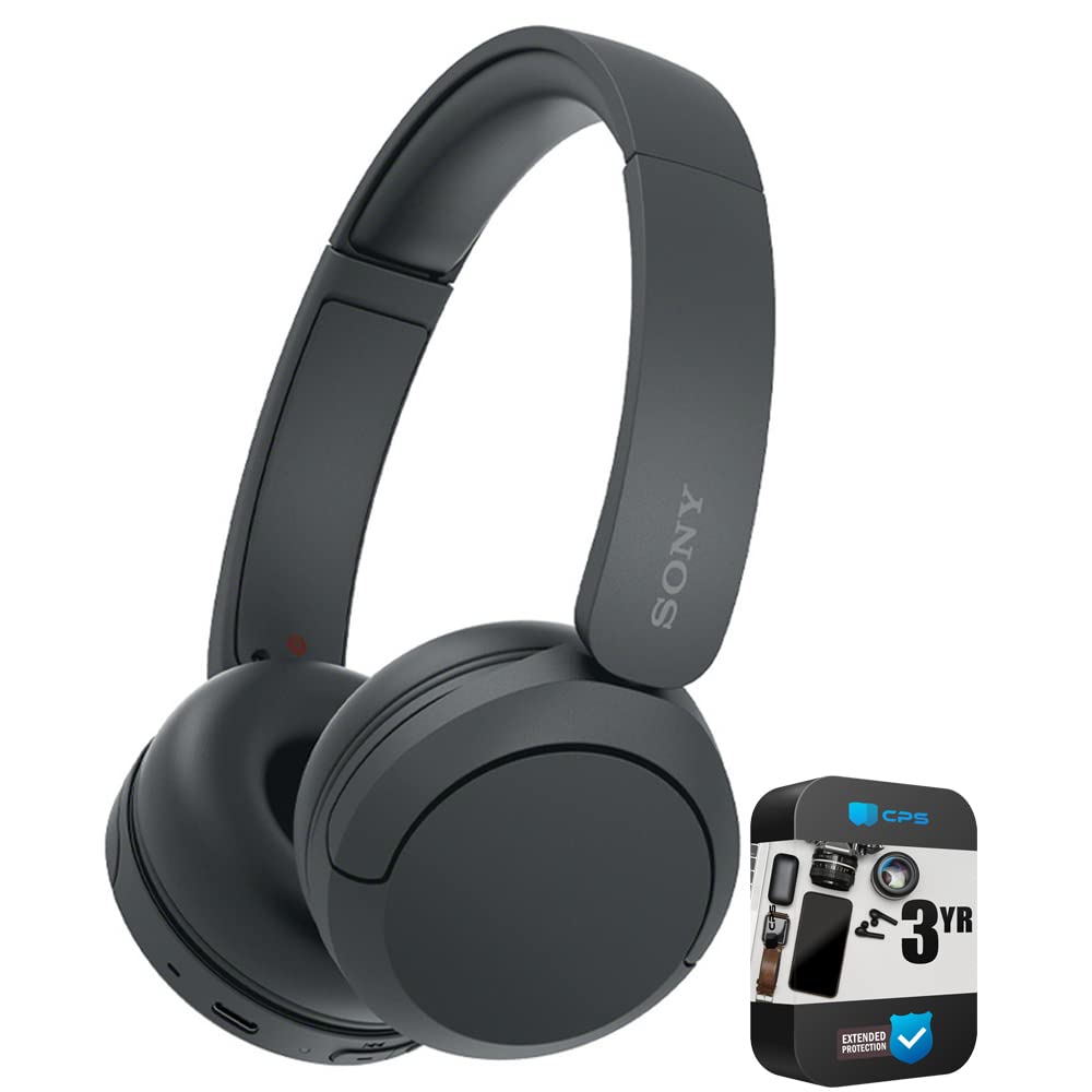 Sony WH-CH520/B Wireless Bluetooth Headphones with Built-in Mic - Black | Noise Cancelling, Long Battery Life | Bundle with 3-Year CPS Protection Plan | Perfect for Travel, Workouts & Gaming