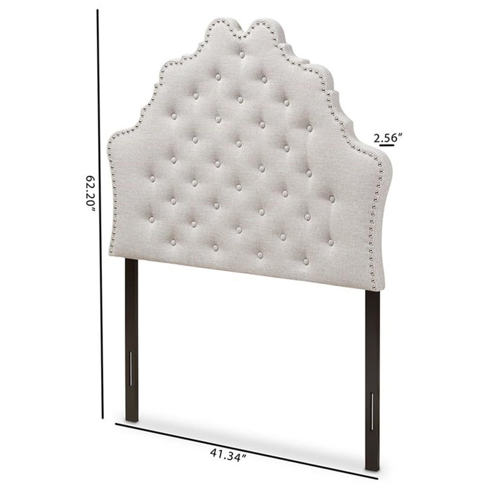 BOWERY HILL Modern Tufted Twin Panel Headboard - Grayish Beige Upholstered Bed Frame Headboard for Bedroom Decor | Perfect for Guest Rooms, Dormitories & Cozy Bedroom Makeovers