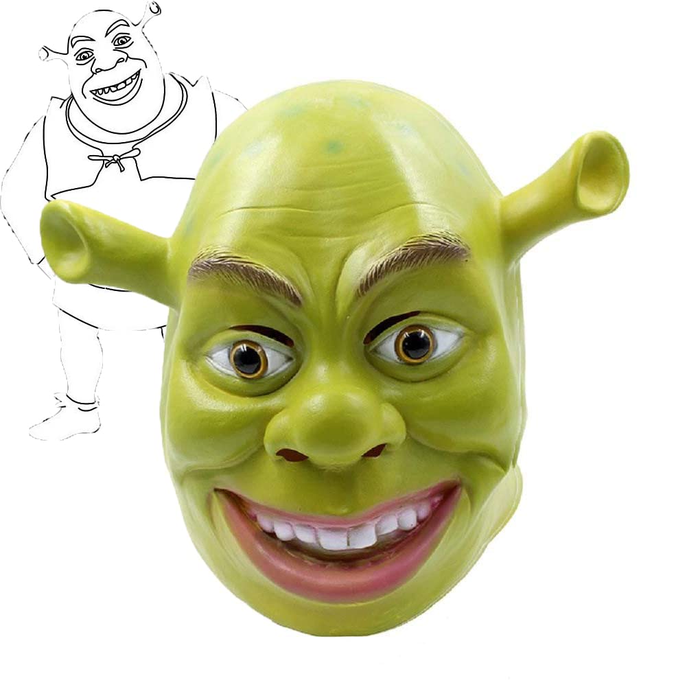Shrek Full Head Latex Mask for Adults - Green Halloween Cosplay Costume Accessory | Perfect for Halloween Parties, Cosplay Events & Themed Gatherings