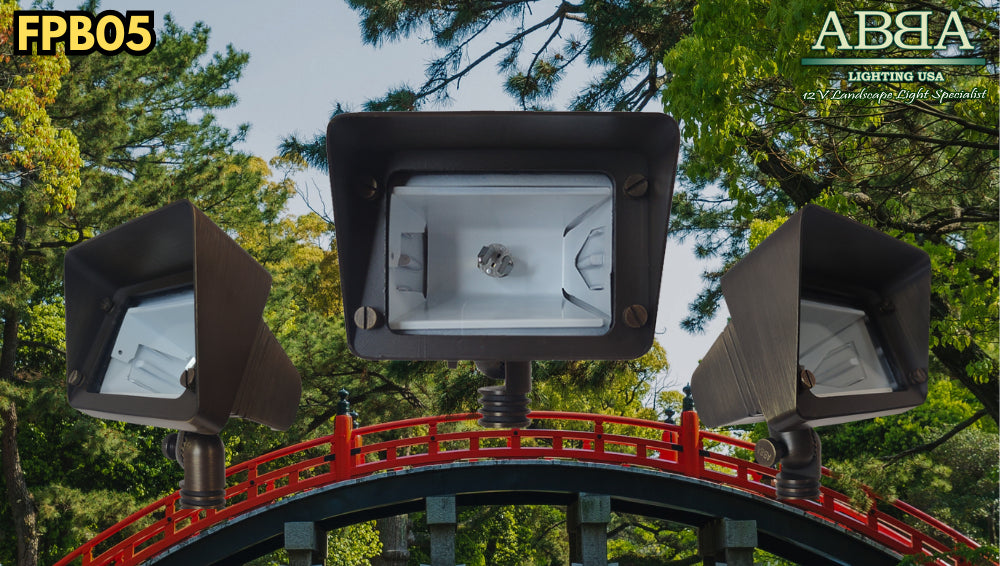 FPB05 Adjustable LED Directional Flood Light - Cast Brass Rectangular Landscape Lighting for Gardens, Pathways, and Outdoor Decor - Energy Efficient & Weatherproof