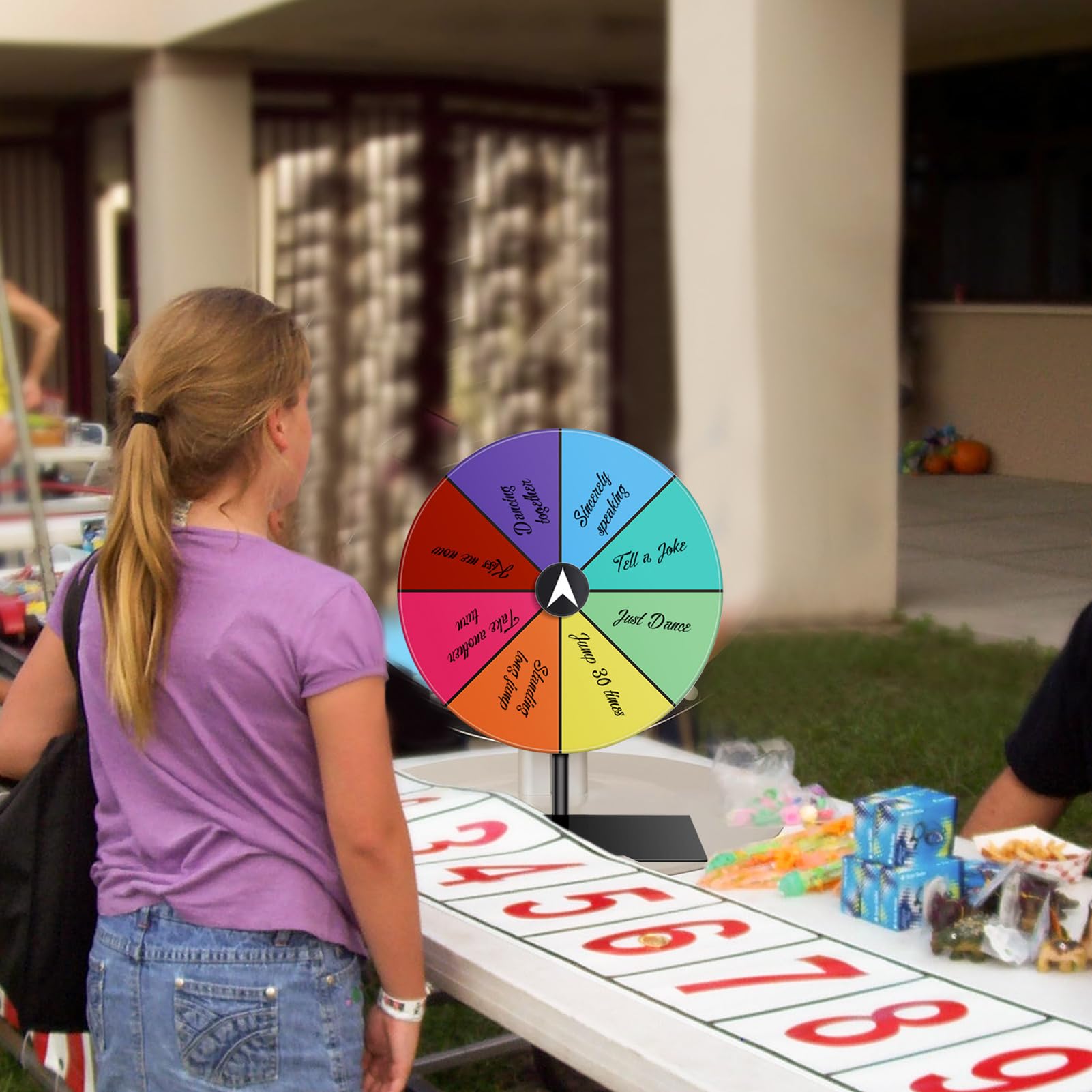 8-Slot Color Tabletop Prize Spin Wheel - Acrylic Dry Erase Spinner Game with 360° Rotation for Carnivals, Festivals, Parties & Classroom Activities - Perfect for Decision Making, Raffles & Fun Games (Model: OM3245RJ5D8V72144)