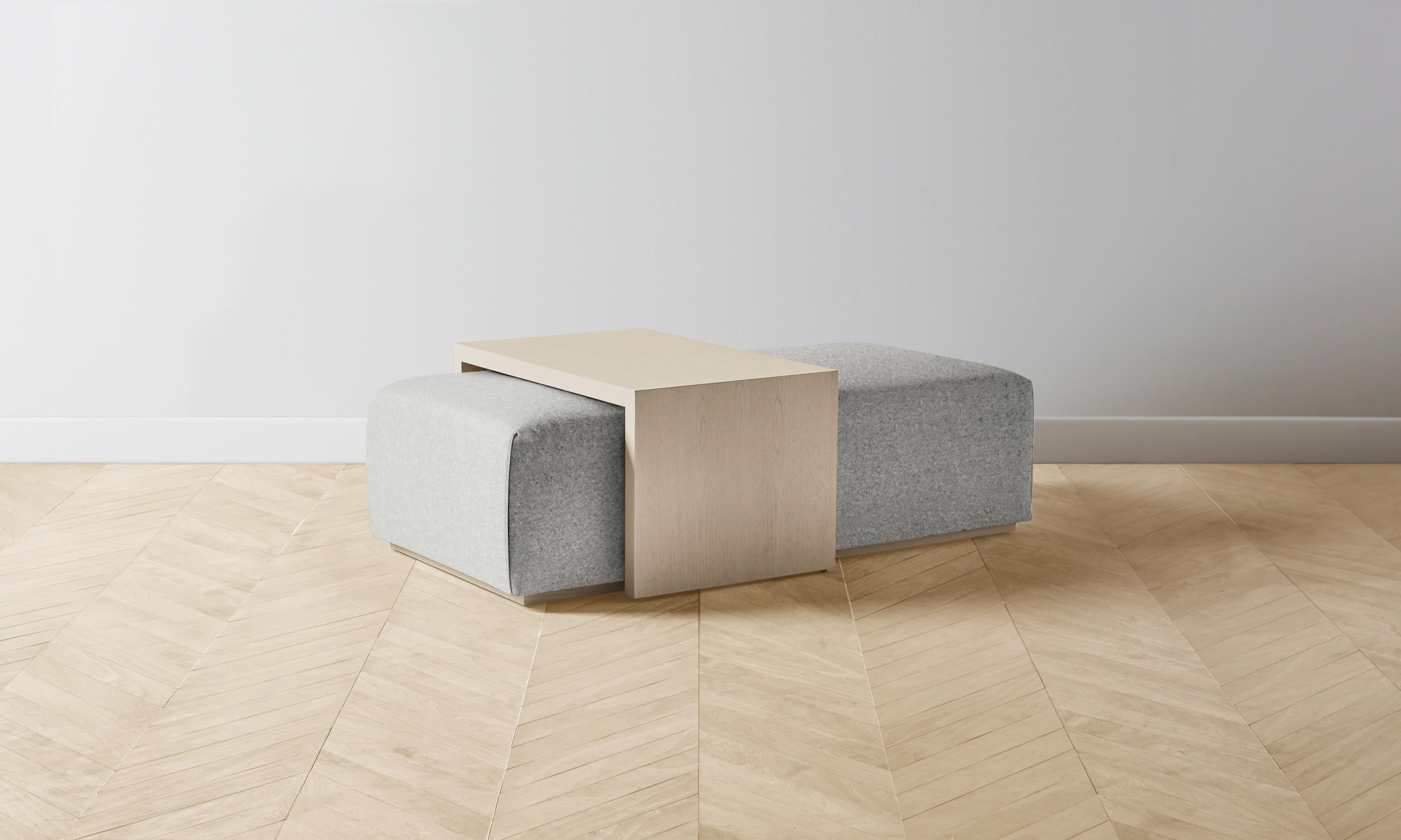 The Bowery Ottoman - Premium Merino Wool in Heather Grey - Perfect for Living Room, Bedroom & Home Decor