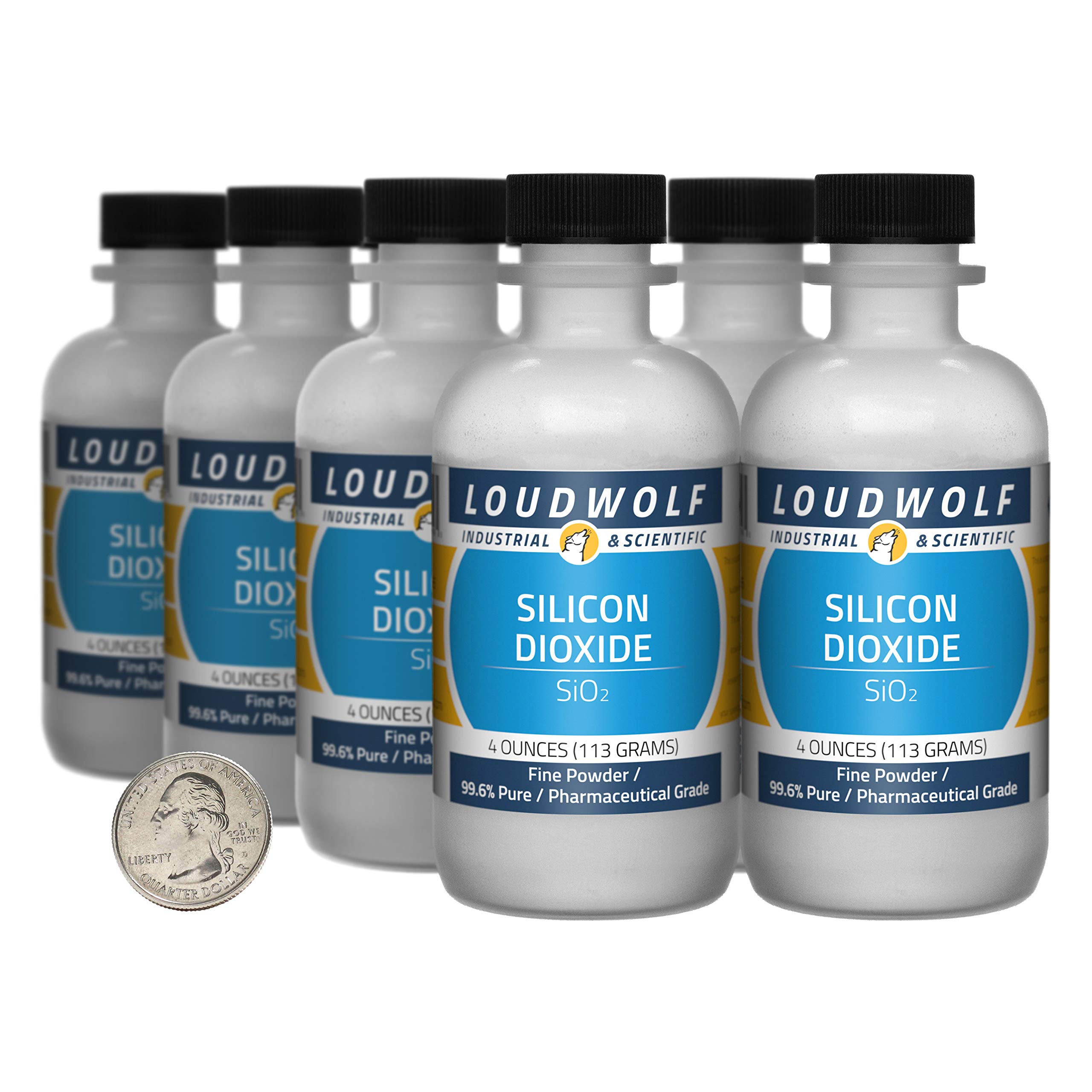 99.6% Pure Pharmaceutical Grade Silicon Dioxide Fine Powder - 2 Pounds (8 Bottles) - Ideal for Supplements, Cosmetics & Food Additives