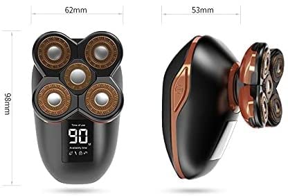 5-in-1 Electric Shaver for Men - Rotary Head Shaver & Beard Trimmer Kit with USB Fast Charging & LED Display - Perfect for Bald Head Shaving & Facial Grooming at Home or Travel (Black)