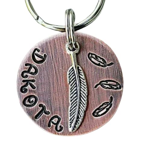 Handmade Feather Pet ID Tag - Personalized Dog & Cat Name Tag (1 Inch) - Perfect for Pets, Birds & Small Animals - Durable & Stylish for Daily Walks, Travel & Outdoor Adventures