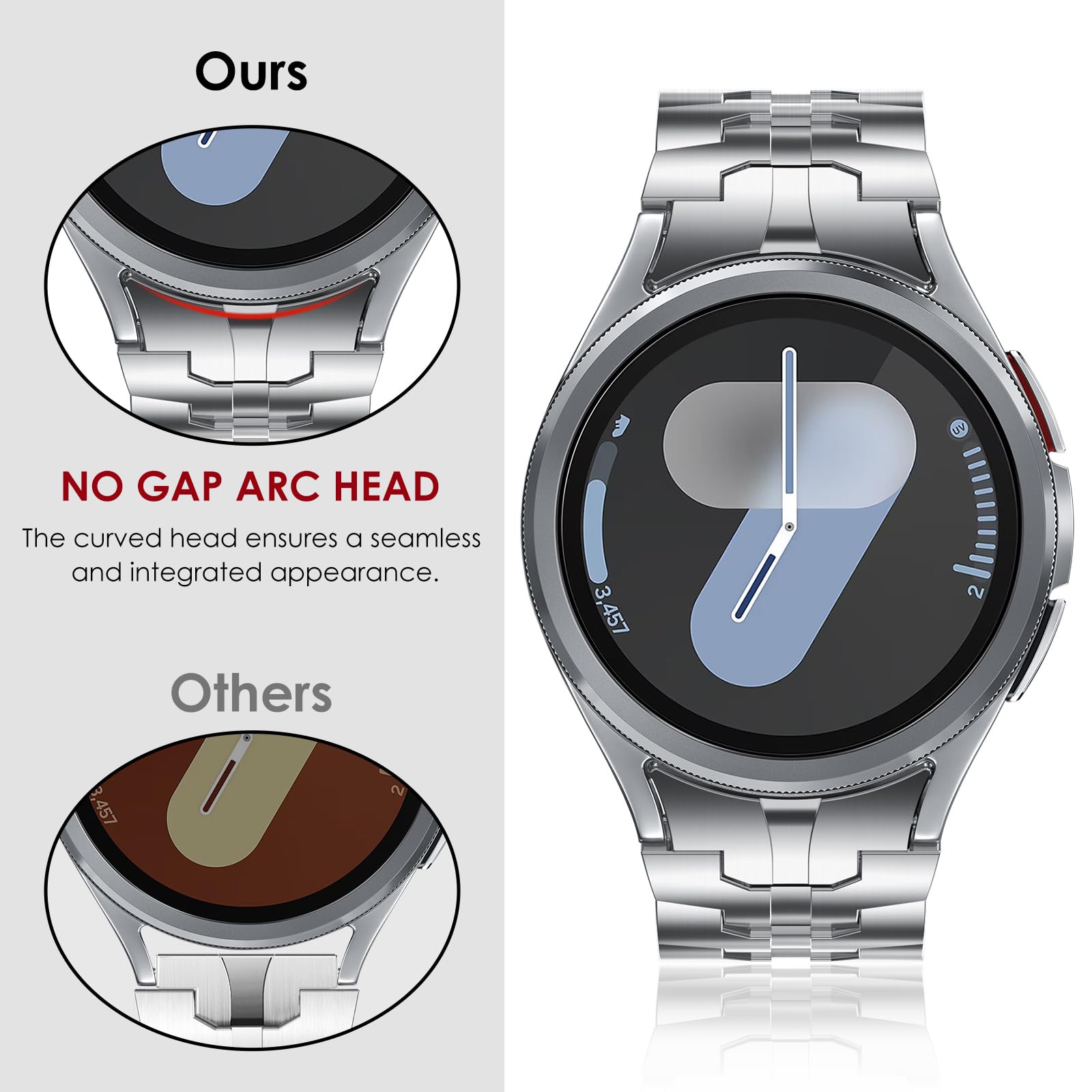 Fullife Compatible with Samsung Galaxy Watch 6 Classic Band 47mm, Galaxy Watch 5 Pro, Watch 6/5/4, Watch 4 Classic - Stainless Steel Metal Band with Magnetic Clasp, No Gap Design for Men - Perfect for Work, Gym & Everyday Wear