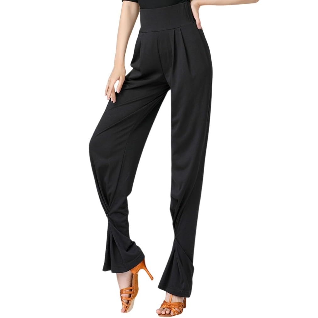 New Stretchy Latin Dance Pants for Women - Thin, Adjustable Tie-Leg Ballroom Trousers | Perfect for Salsa, Bachata & Social Dancing