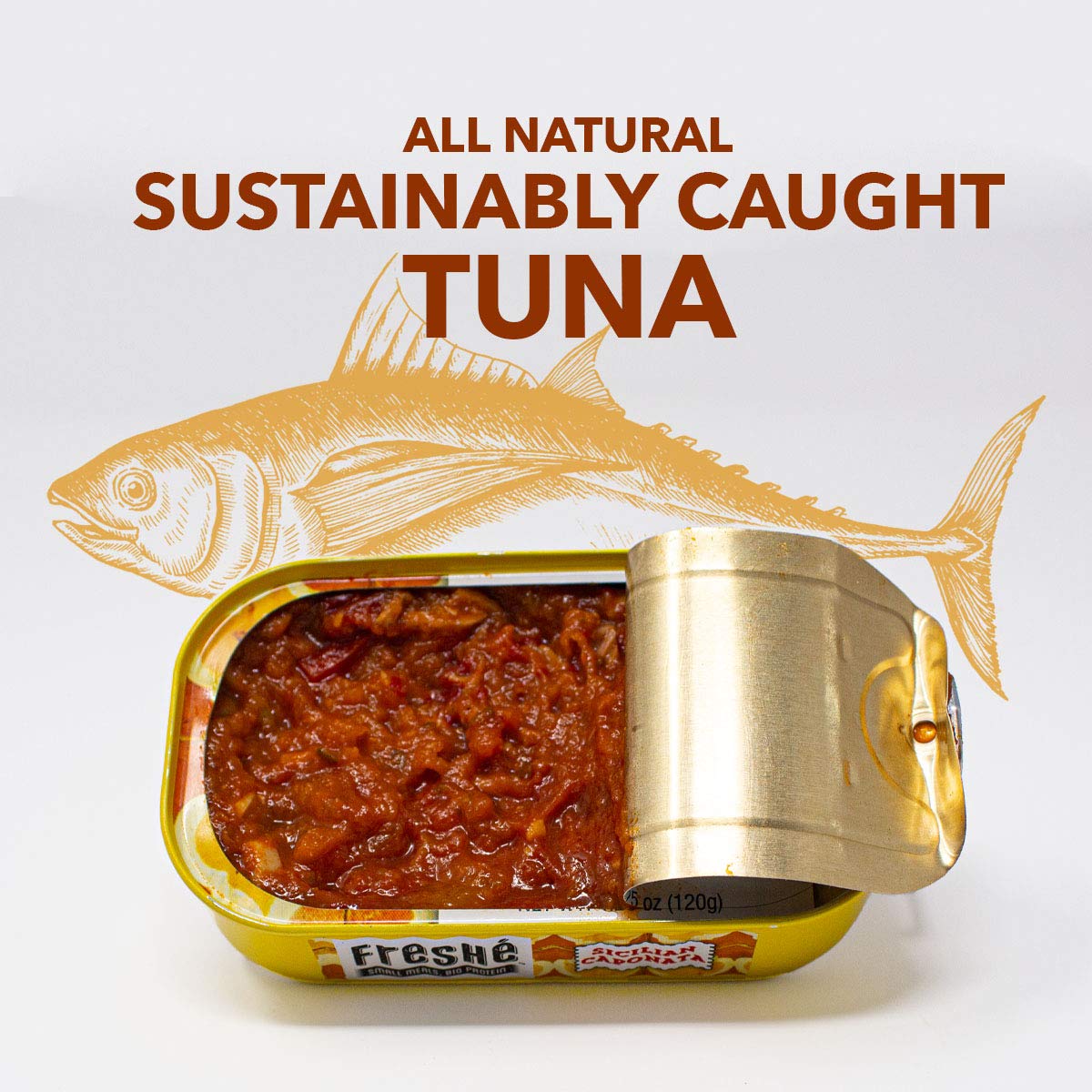 Freshé Gourmet Canned Tuna (Sicilian Caponata, 10 Pack of 4.25 oz) - Sustainably Caught Skipjack Tuna, Gluten Free, High Protein - Perfect for Backpacking, Camping & Emergency Food Supplies