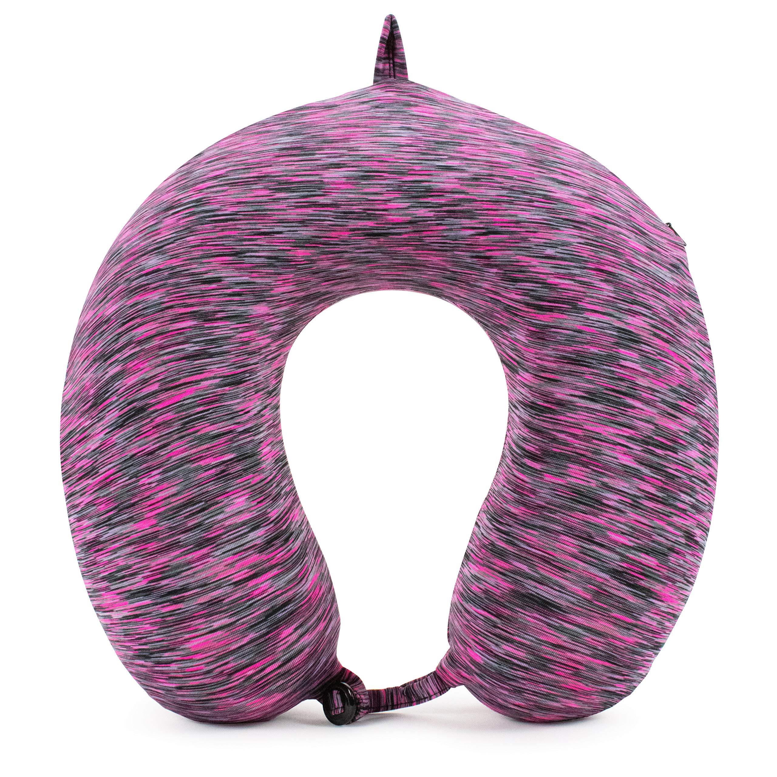 Space Dye Memory Foam Travel Pillow - Neck Support Pillow for Airplane, Car & Office (Pink and Black) - Perfect for Long Flights, Road Trips & Work Comfort