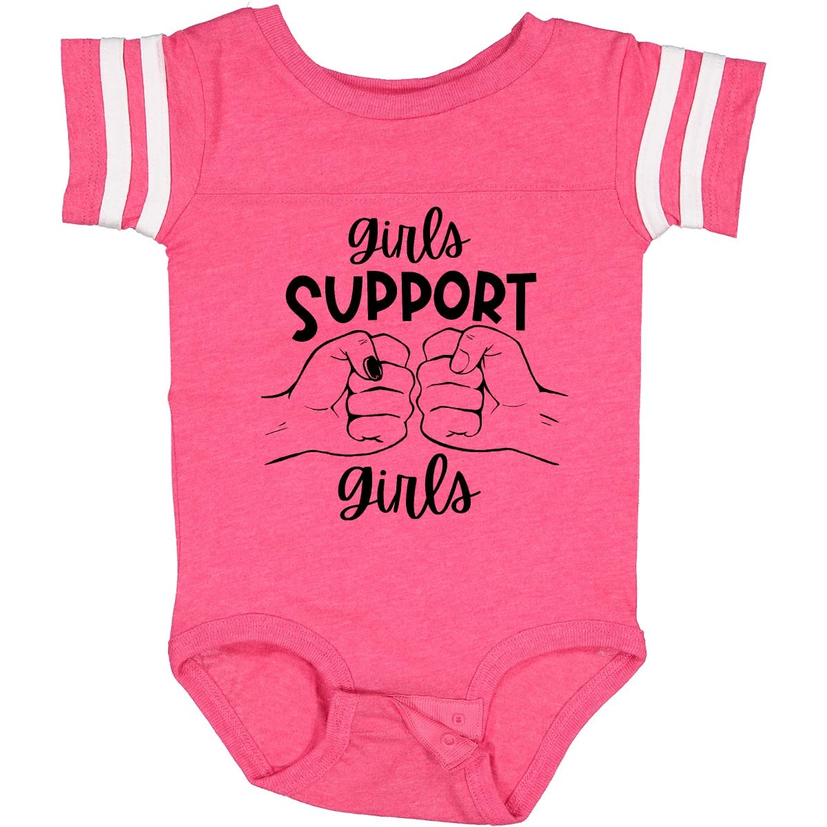 Inktastic Girls Support Girls Fist Bump Baby Bodysuit - Cute Infant Onesie for Playdates, Daycare & Family Photos | Soft Cotton Unisex Baby Outfit