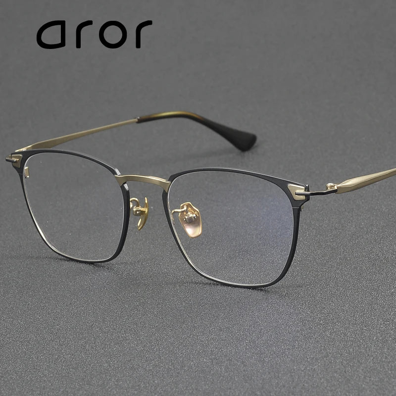 Aror Men's Full Rim Big Square Titanium Acetate Eyeglasses Frame 94481 - Lightweight & Durable for Work, Reading & Fashion