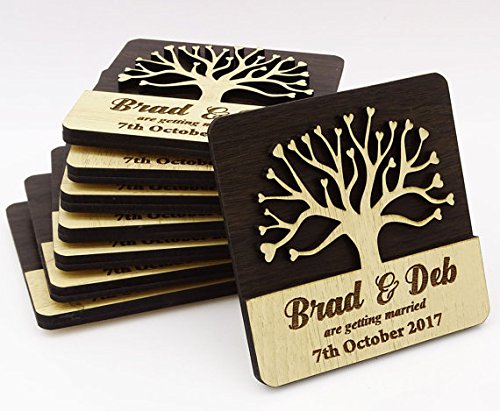 Custom Engraved Save The Date Wooden Magnets - Rustic Wedding Announcements & Invitations - Perfect for DIY Wedding Decor, Bridal Showers, and Anniversary Celebrations
