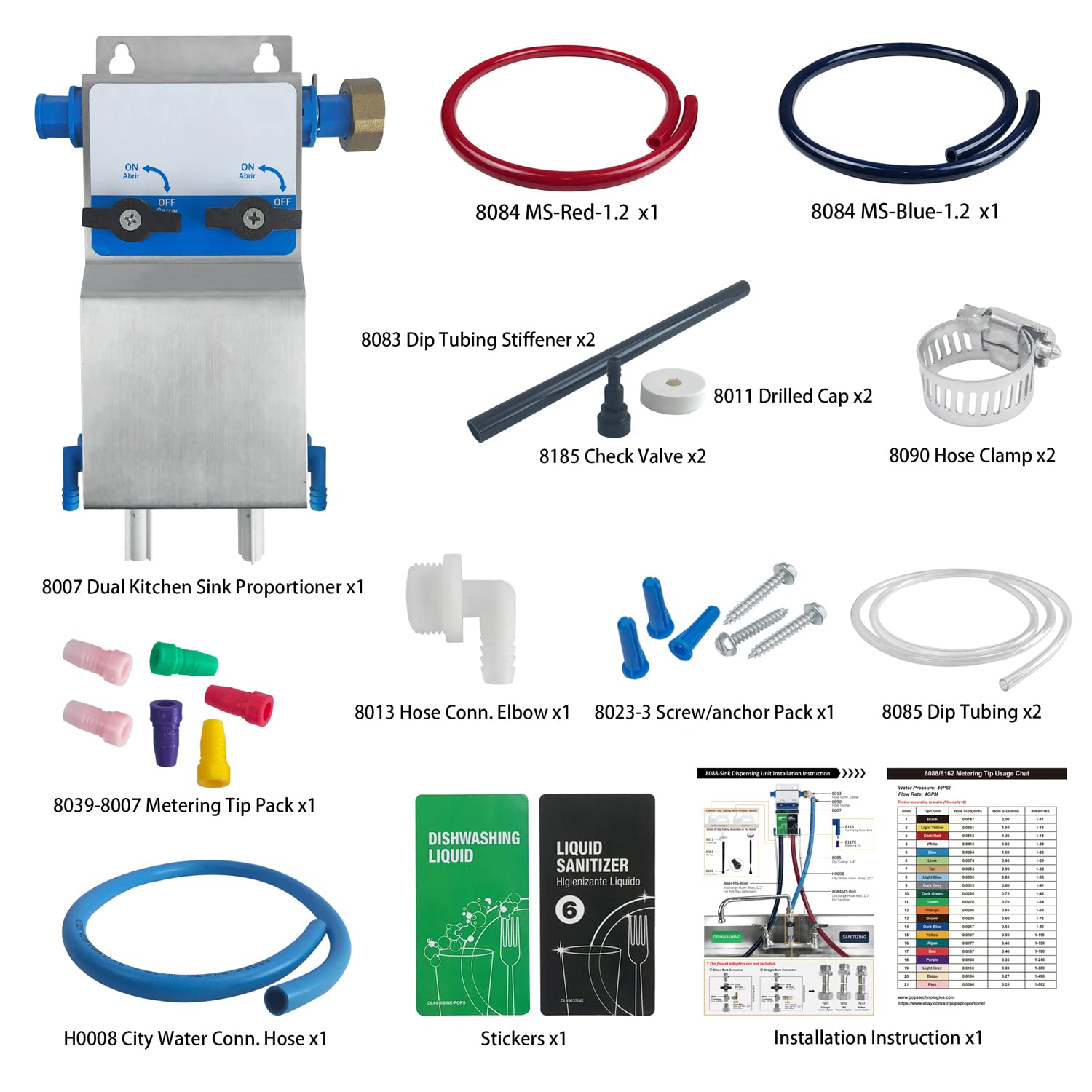 Dual Kitchen Sink Proportioner - Dish Detergent & Liquid Sanitizer Dispenser System for Precise Chemical Dilution (Model 8088) | Ideal for Restaurants, Cafeterias & Commercial Kitchens