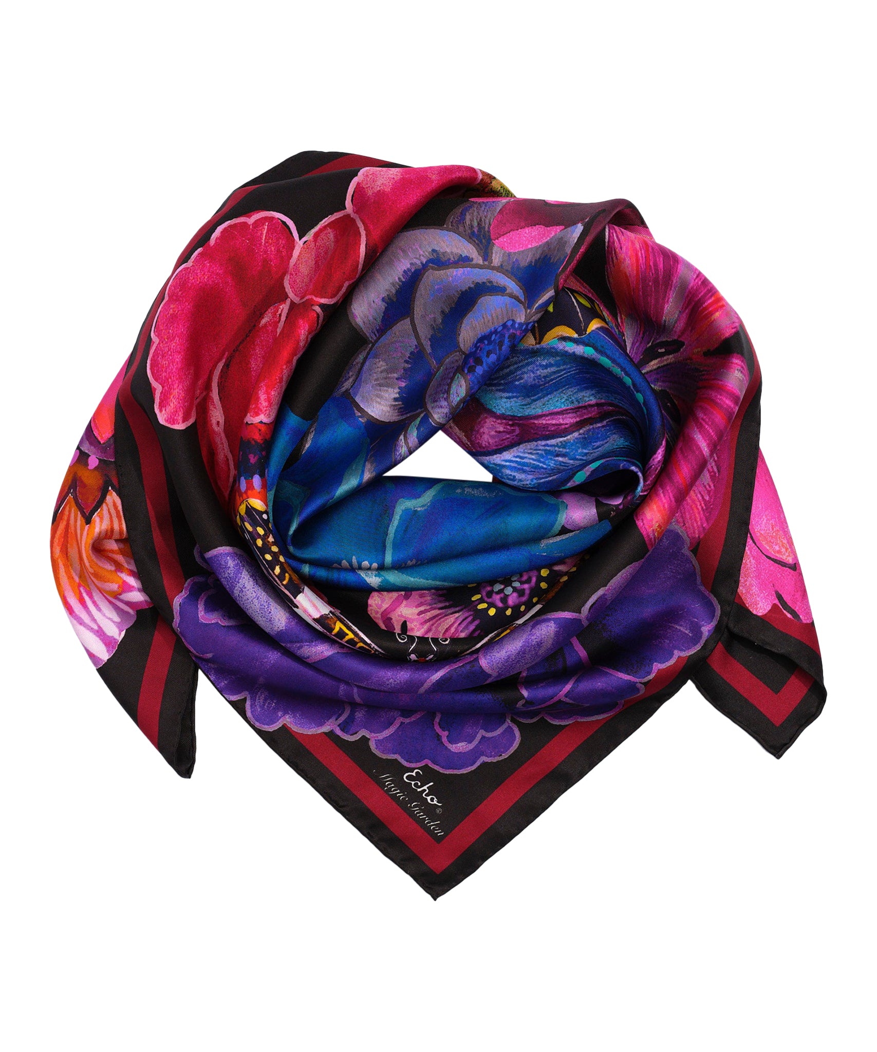 Magic Garden 35 Silk Square Scarf - Elegant Fashion Accessory for Women, Perfect for Travel, Parties & Gift Giving