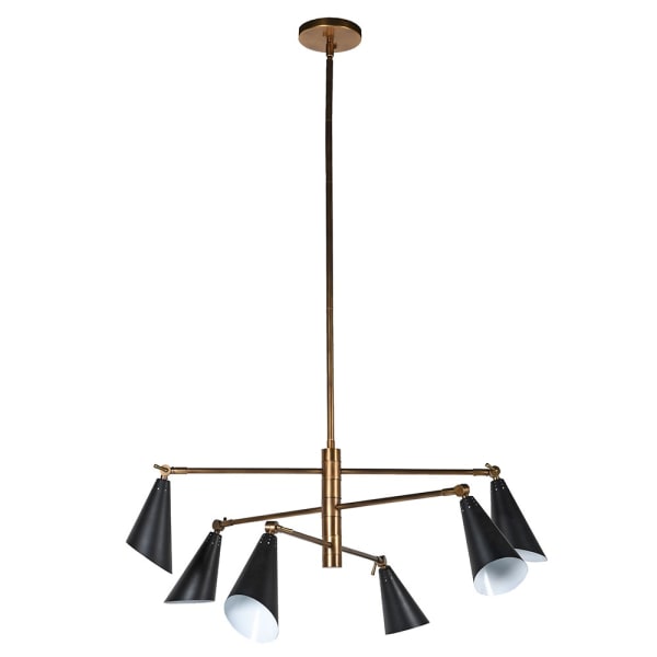 Arnold 6Lt Black Shaded Multi-Directional Chandelier - Modern Ceiling Light Fixture for Dining Room, Living Room & Bedroom