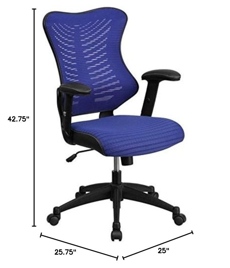UrbanPro High Back Mesh Office Chair - Ergonomic Adjustable Blue Computer Desk Chair for Home & Office Workspaces | Perfect for Long Hours Sitting, Gaming & Remote Work