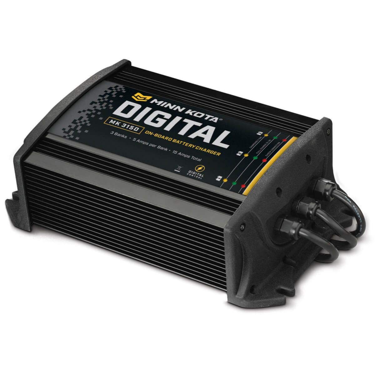 Johnson Outdoors MinnKota MK 315D Marine Battery Charger - 3 Bank 15A Onboard Charger (5A per Bank) for Fishing Boats, Trolling Motors & Watercraft Maintenance