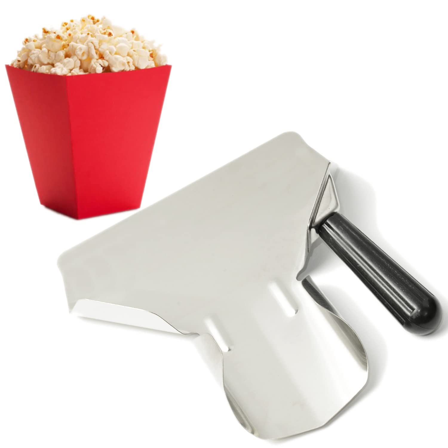 Premium Stainless Steel French Fry Scoop - Chip & Popcorn Bagger Tool for Ice Cream, Candy & Desserts - Ergonomic Right Handle Design - Perfect for Movie Nights, Parties & Snack Bars