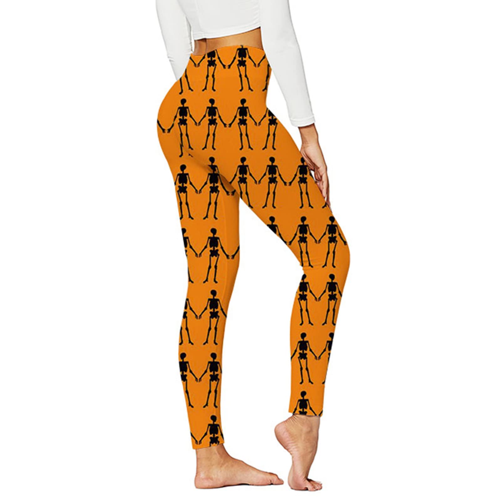 WOCACHI Women's High Waist Seamless Skinny Leggings - Yoga, Workout, Running & Gym Tights - Halloween Pumpkin Print Pants for Women - Perfect for Yoga, Fitness, Running & Casual Wear