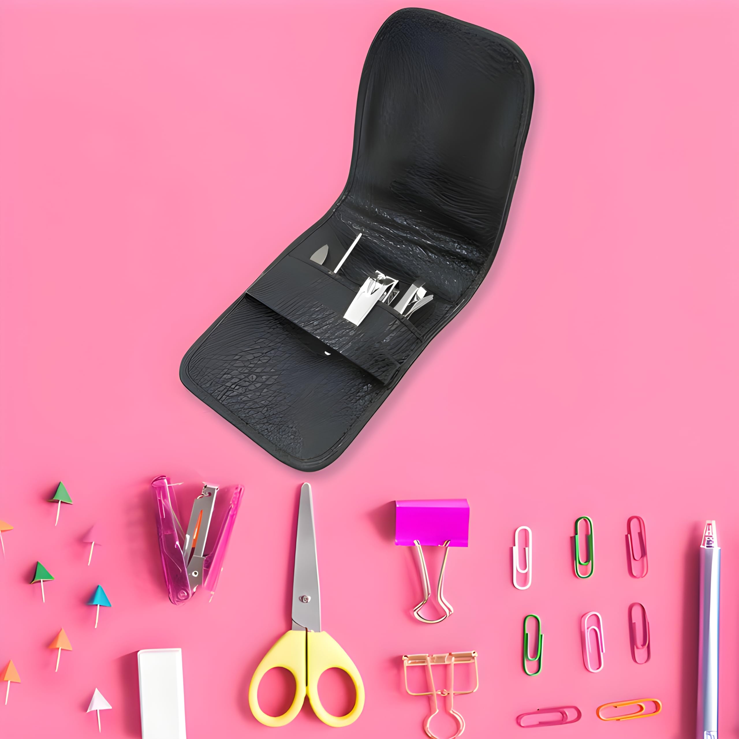 Oblivion 6-in-1 Stainless Steel Nail Clipper Kit - Professional Manicure Set with Fingernail Clippers, Cuticle Tools & Travel Leather Case | Perfect for Home, Travel & Salon Use