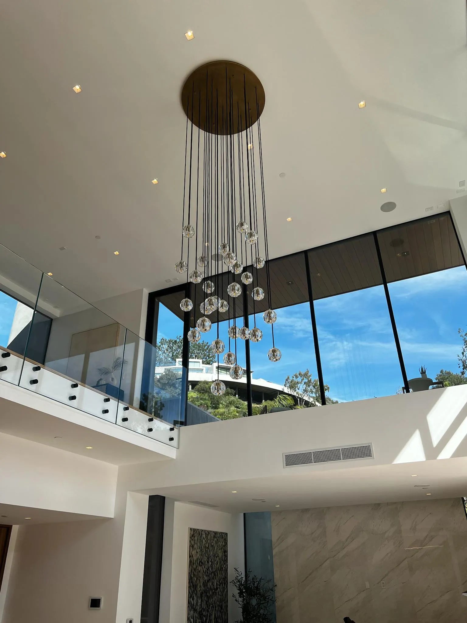 Crystal Ball Cluster Round Chandelier - 40 Inch Modern Ceiling Light Fixture for Dining Room, Living Room, Bedroom & Entryway