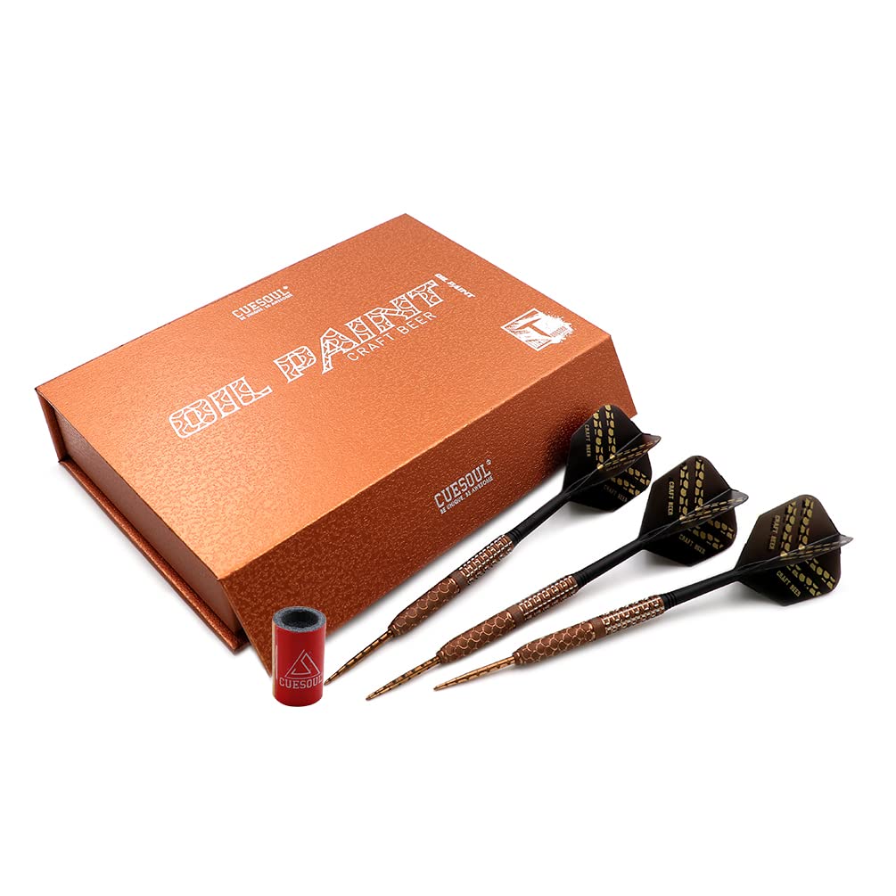 CUESOUL 90% Tungsten Steel Tip Darts Set - 21g/22g/23g Oil Paint Finish for Cocktail, COLA Beer & Draft Beer | Professional Bar, Pub & Home Dart Game Accessories