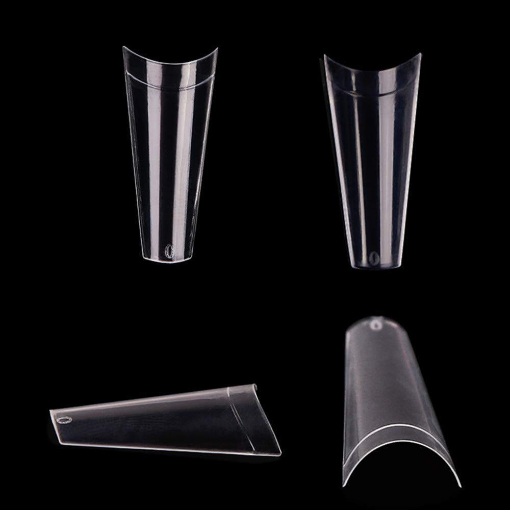 500 Pcs Clear Coffin Acrylic Nail Tips - Long Natural False Nails for DIY Nail Art, Half Cover Rectangle Fake Nails | Perfect for Salon, Home Manicure & Nail Extension