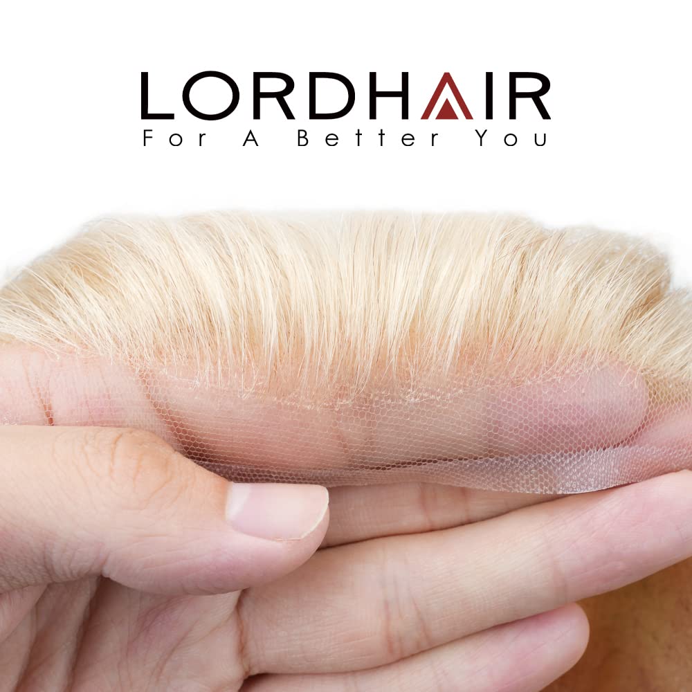 Premium European Human Hair Toupee for Men - 8x10 Inch Full French Lace Hairpiece with Natural Hairline | #22 Light Blonde Hair Replacement System | Perfect for Daily Wear, Special Occasions & Hair Loss Solutions