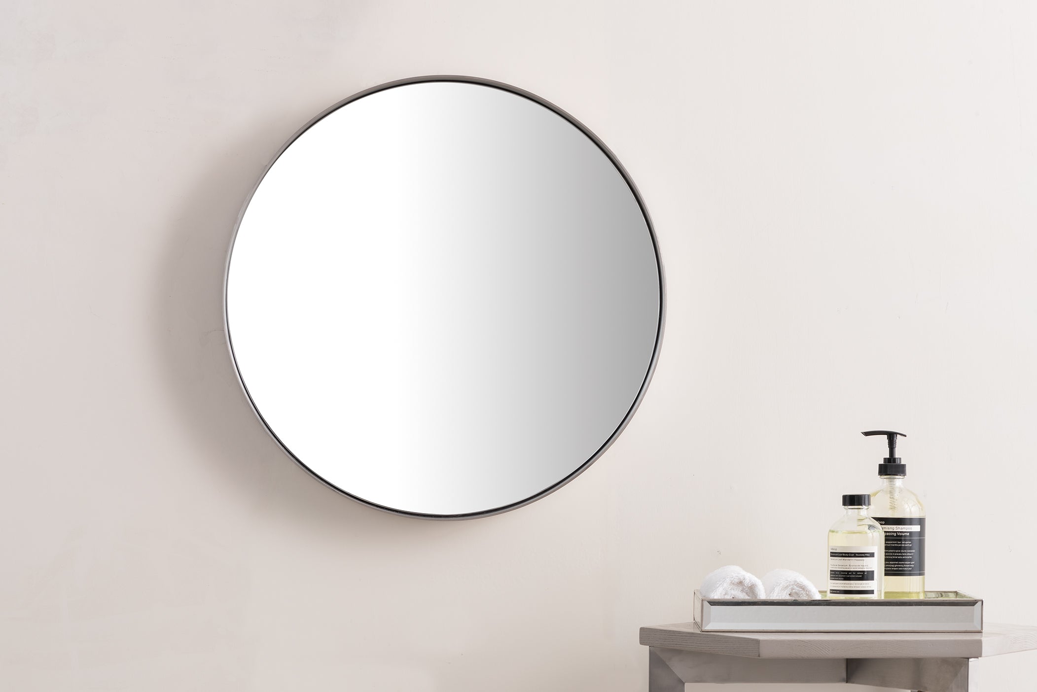 Simplicity 20-Inch Round Wall Mirror in Brushed Nickel Finish - Perfect for Bathroom, Bedroom, and Entryway Decor