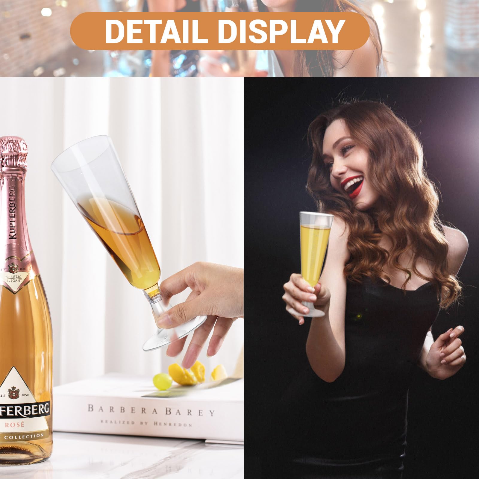 40 Pcs Clear Plastic Champagne Flutes - 5.5