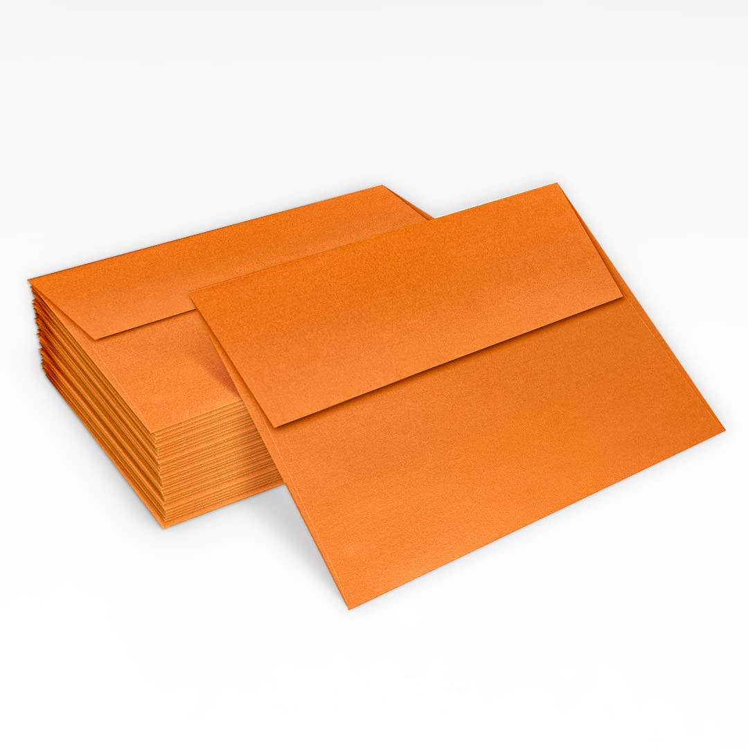 Premium A2 Invitation Envelopes 4 3/8 x 5 3/4 Inches - 500 Pack Flame Orange Metallic Finish for Wedding Invitations, Greeting Cards & Business Correspondence