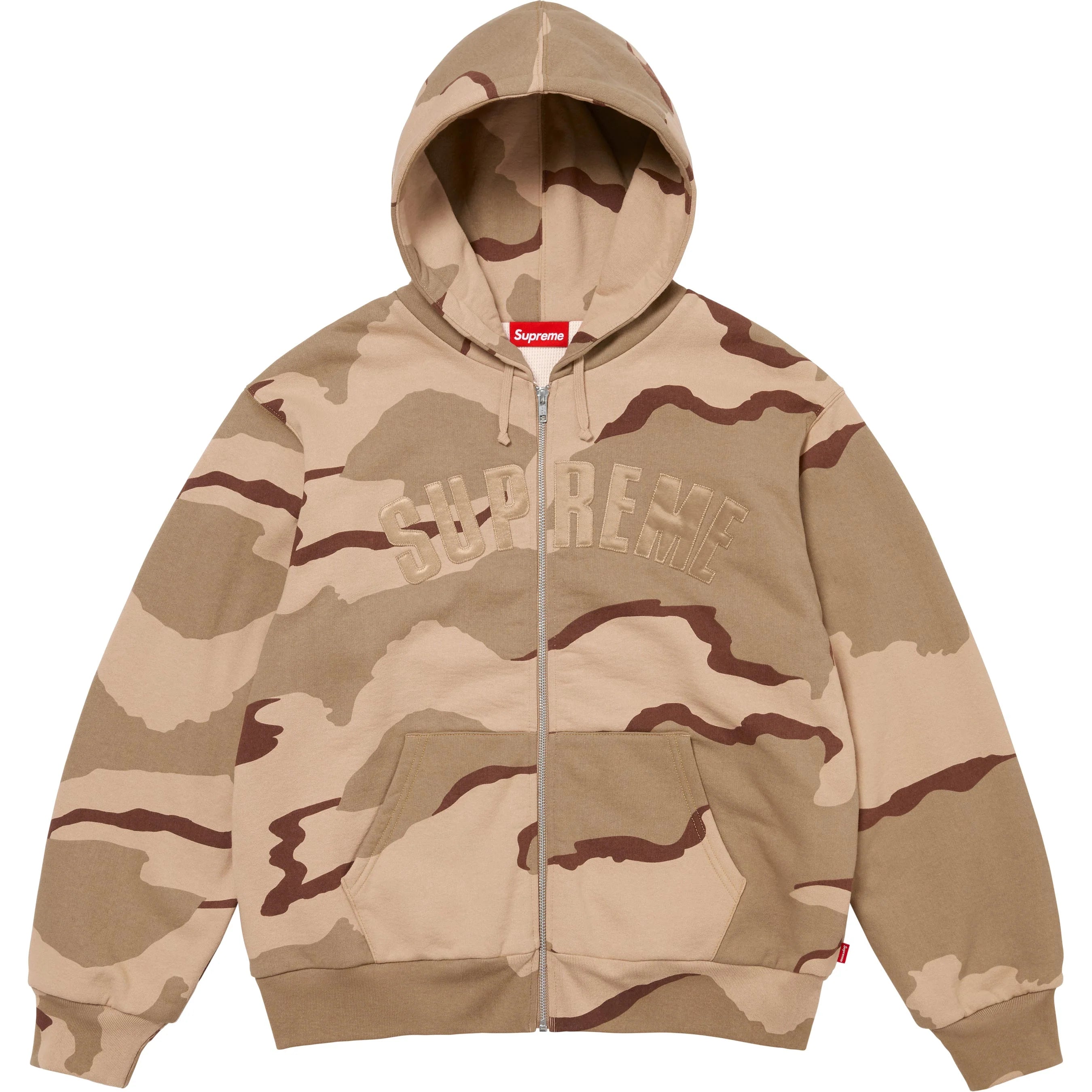Supreme Arc Thermal Lined Zip Up Hooded Sweatshirt - Desert Camo Print Fleece Jacket for Men | Winter Warm Pullover for Outdoor Activities & Streetwear Fashion