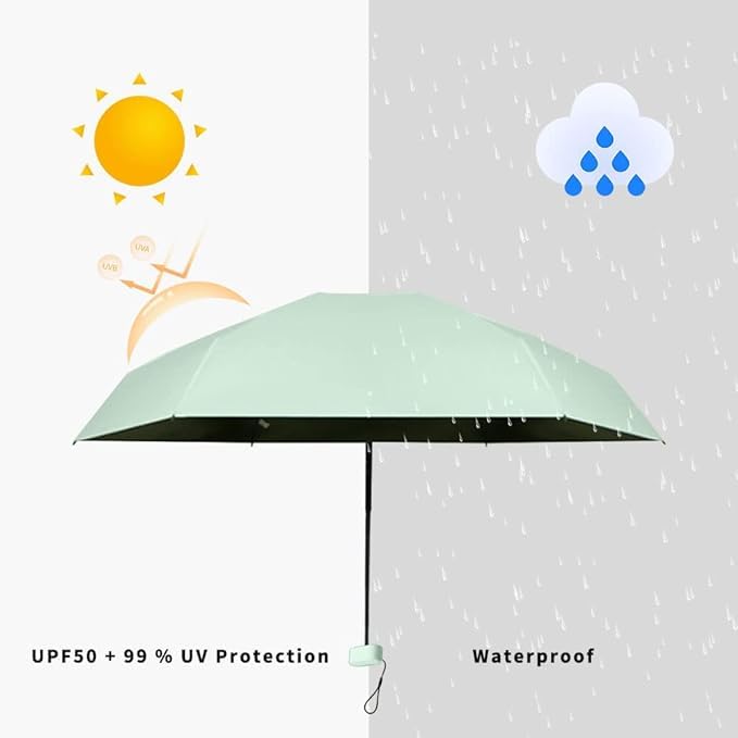 Compact UV Protection Mini Travel Sun Umbrella - Lightweight Windproof Portable Parasol for Women, Men & Kids - Perfect for Beach, Hiking & Daily Commute