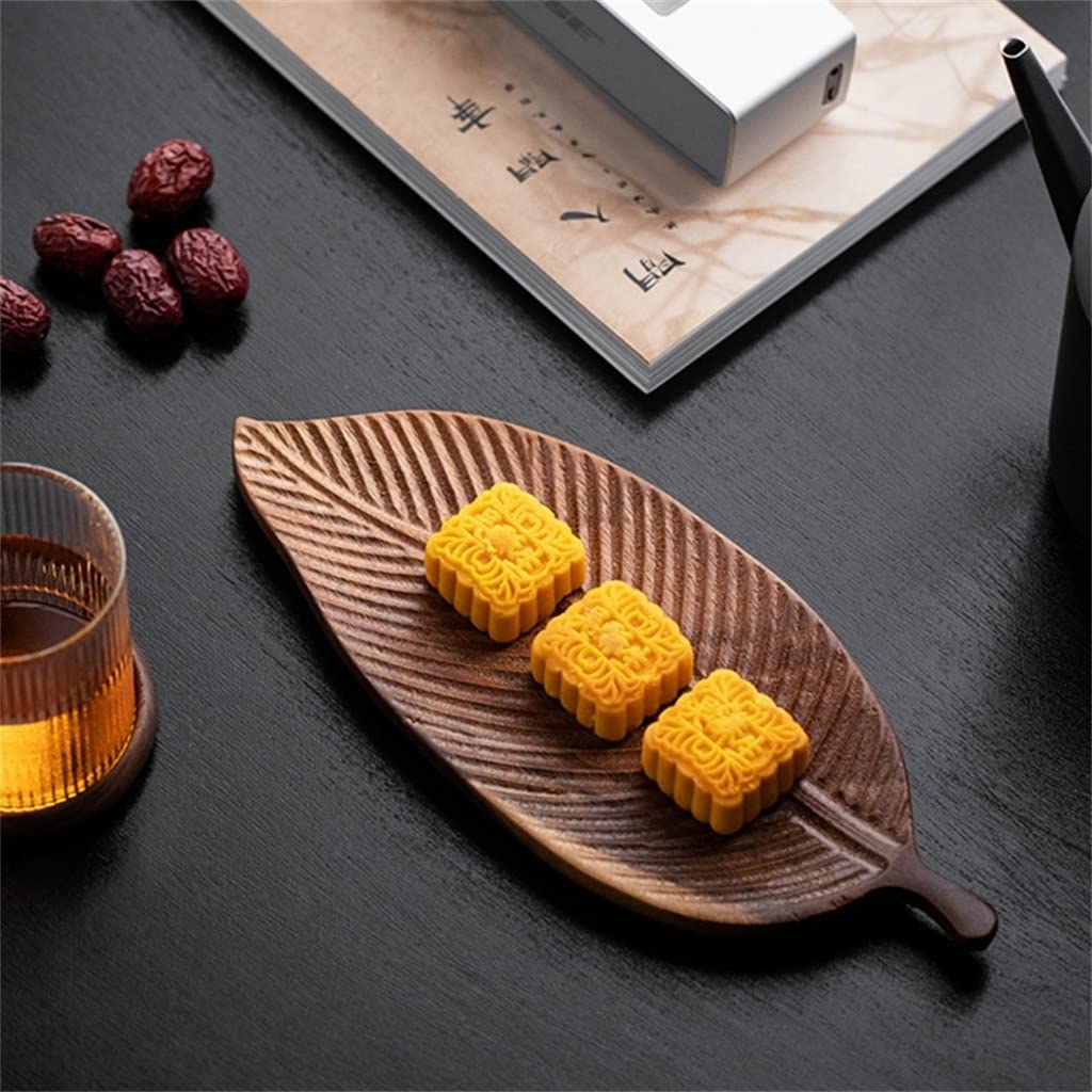 Japanese Style Wooden Leaf-Shaped Serving Tray - Elegant Fruit, Dessert & Snack Plate for Tea Parties, Picnics & Home Decor (1 Piece, Color D)