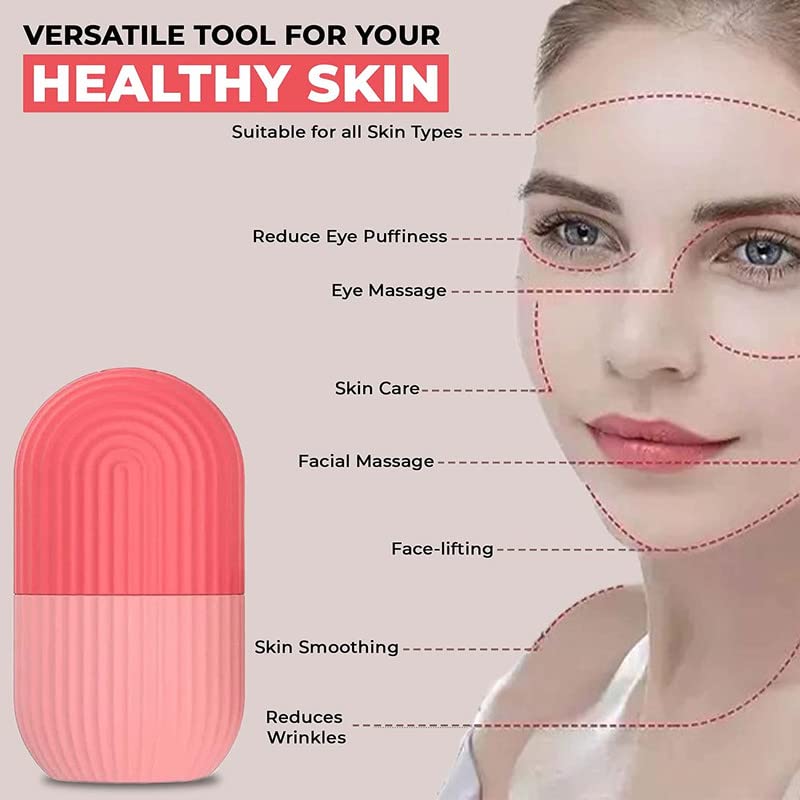 Honeymagic Ice Roller for Face, Neck & Body - Reduce Puffy Eyes & Dark Circles | Portable & Reusable Skincare Tool for Glowing Skin | Perfect for Morning Routine, Post-Workout Recovery & Spa Days (Pink)