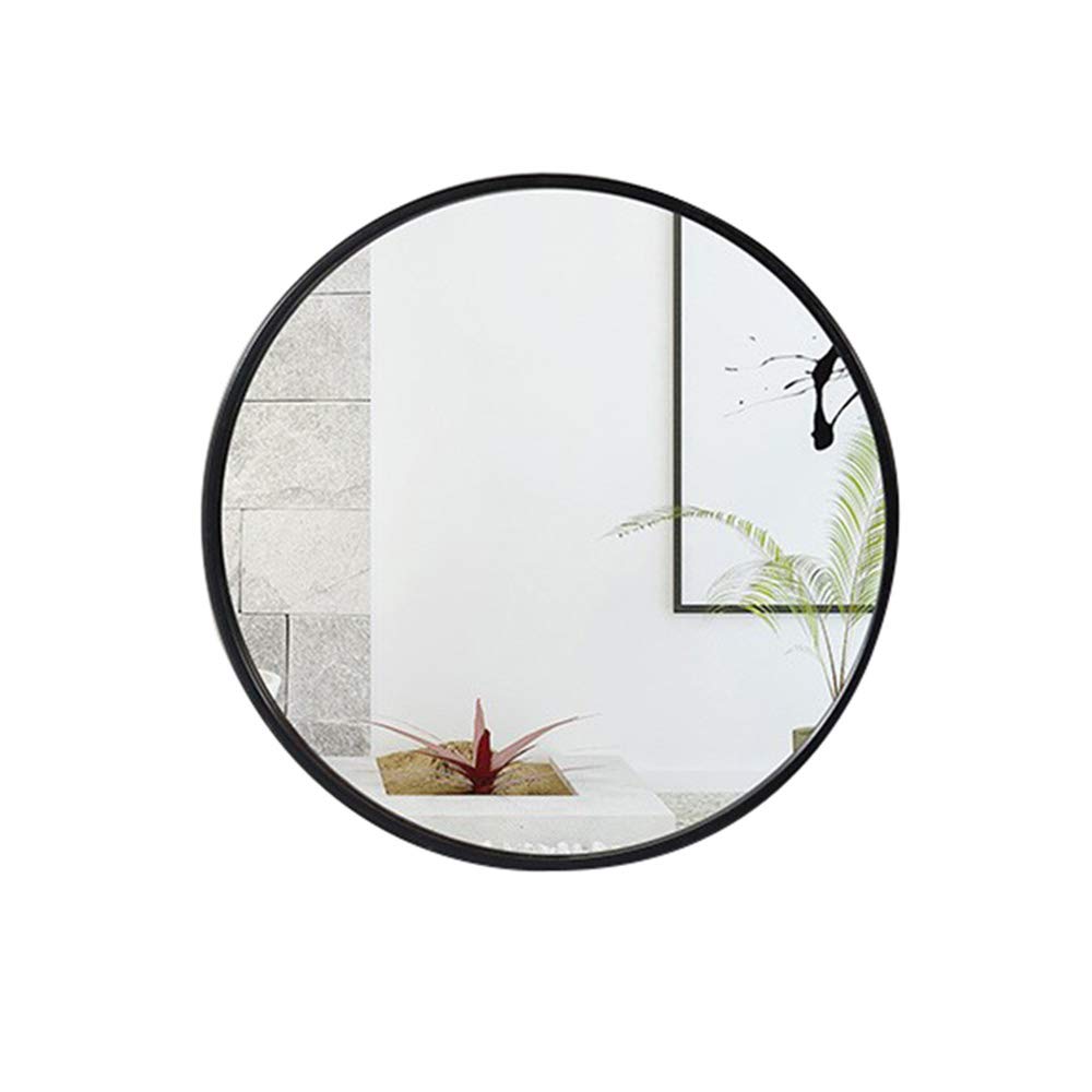 Modern Round Bathroom Mirror with Wrought Iron Frame - Silver Wall Mounted Vanity Mirror for Living Room & Bathroom Decor | Perfect for Makeup, Shaving & Home Interior Design