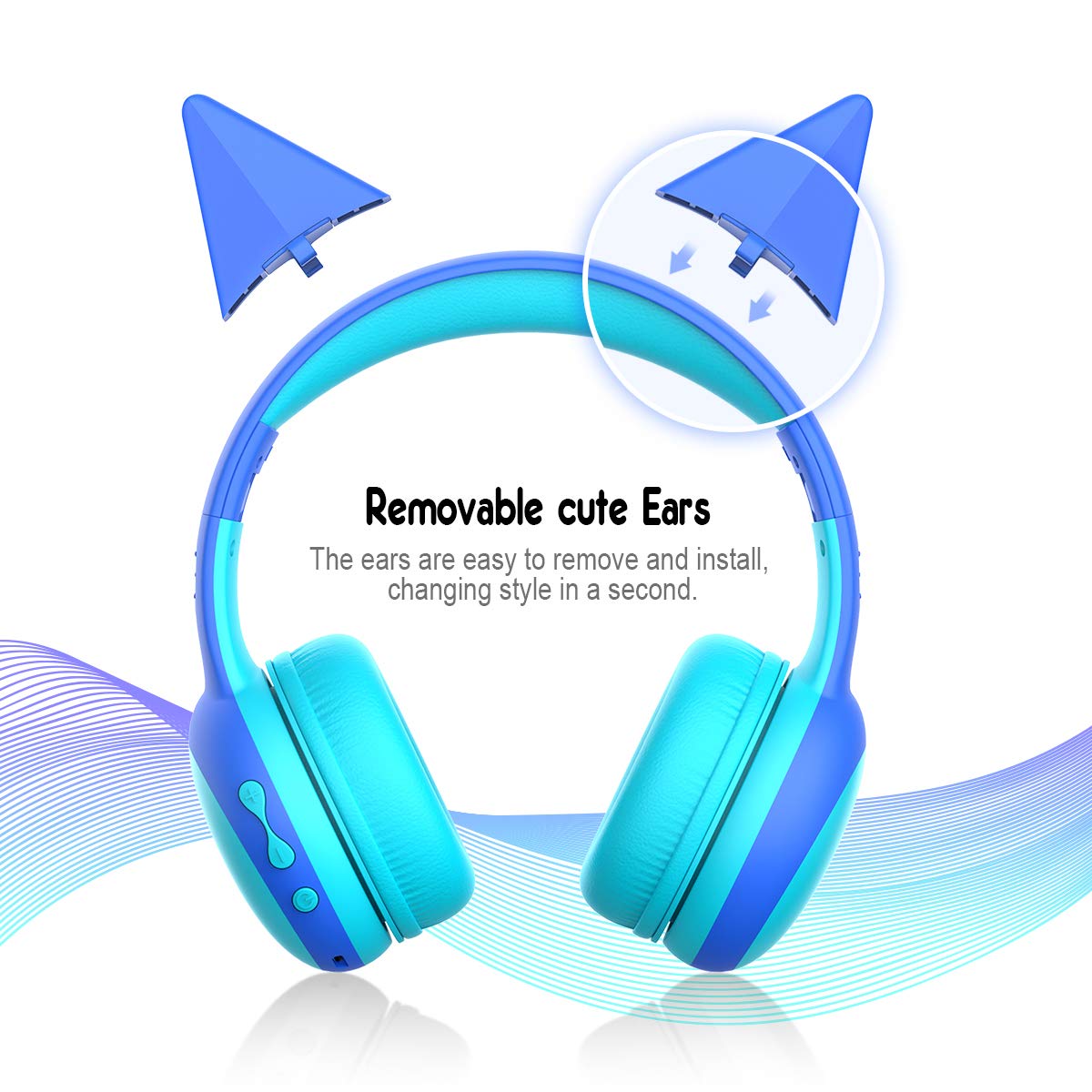 Gorsun Kids Bluetooth Headphones Wireless Over-Ear with Microphone - Bluetooth 5.3, 85dB Volume Limited, 40H Playtime - Portable Toddler Headset for School, Travel & Home (Blue)