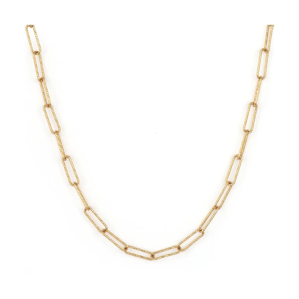 14K Yellow Gold Diamond Cut Paperclip Chain Necklace for Women - Elegant Layering Jewelry for Everyday Wear & Special Occasions