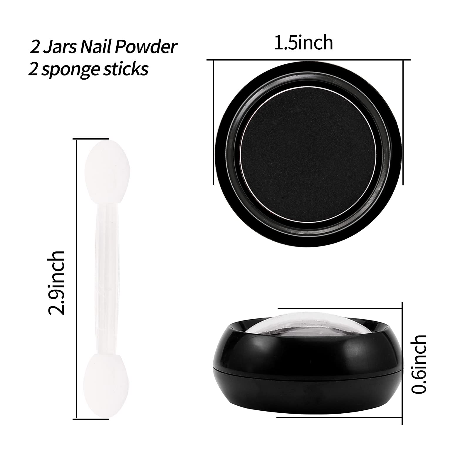 Boobeen Holographic Nail Powder Set - 2 Jars Mirror Chrome Nail Art Powder with Sponge Applicators for Metallic, Glitter & Neon Nail Designs | DIY Manicure, Salon Nails, Party & Special Occasion Makeup