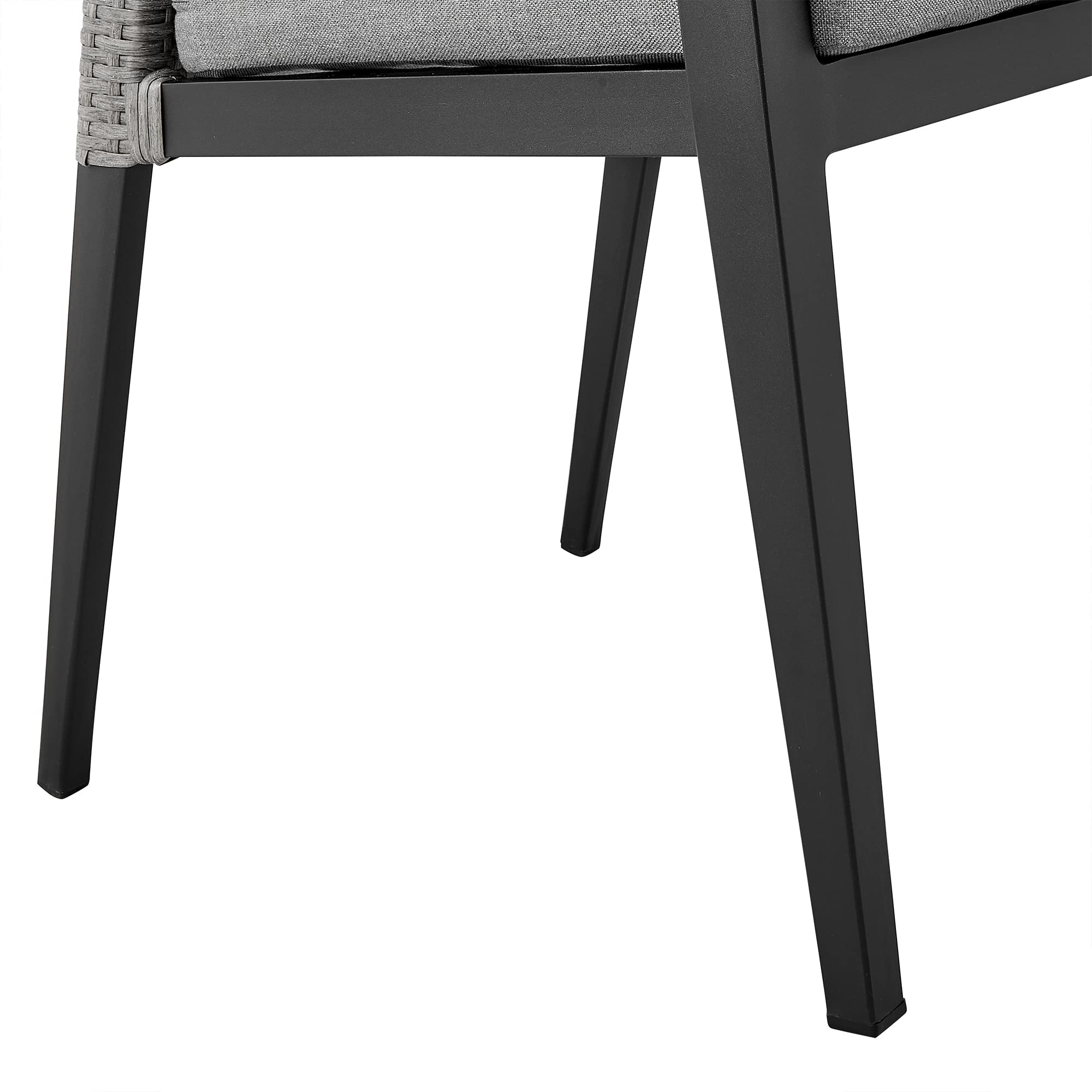 Armen Living Aileen Modern Outdoor Patio Dining Chairs - Set of 2 Black Wicker and Metal Stackable Chairs for Garden, Poolside, Deck & Patio Furniture
