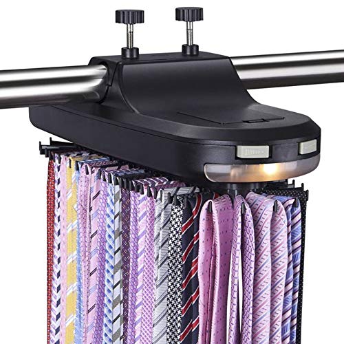 Aniva Motorized Tie Rack - 64-Tie Automatic Rotating Closet Organizer with LED Lights, Battery Powered | Perfect for Men's Wardrobe, Office Storage & Gift Giving
