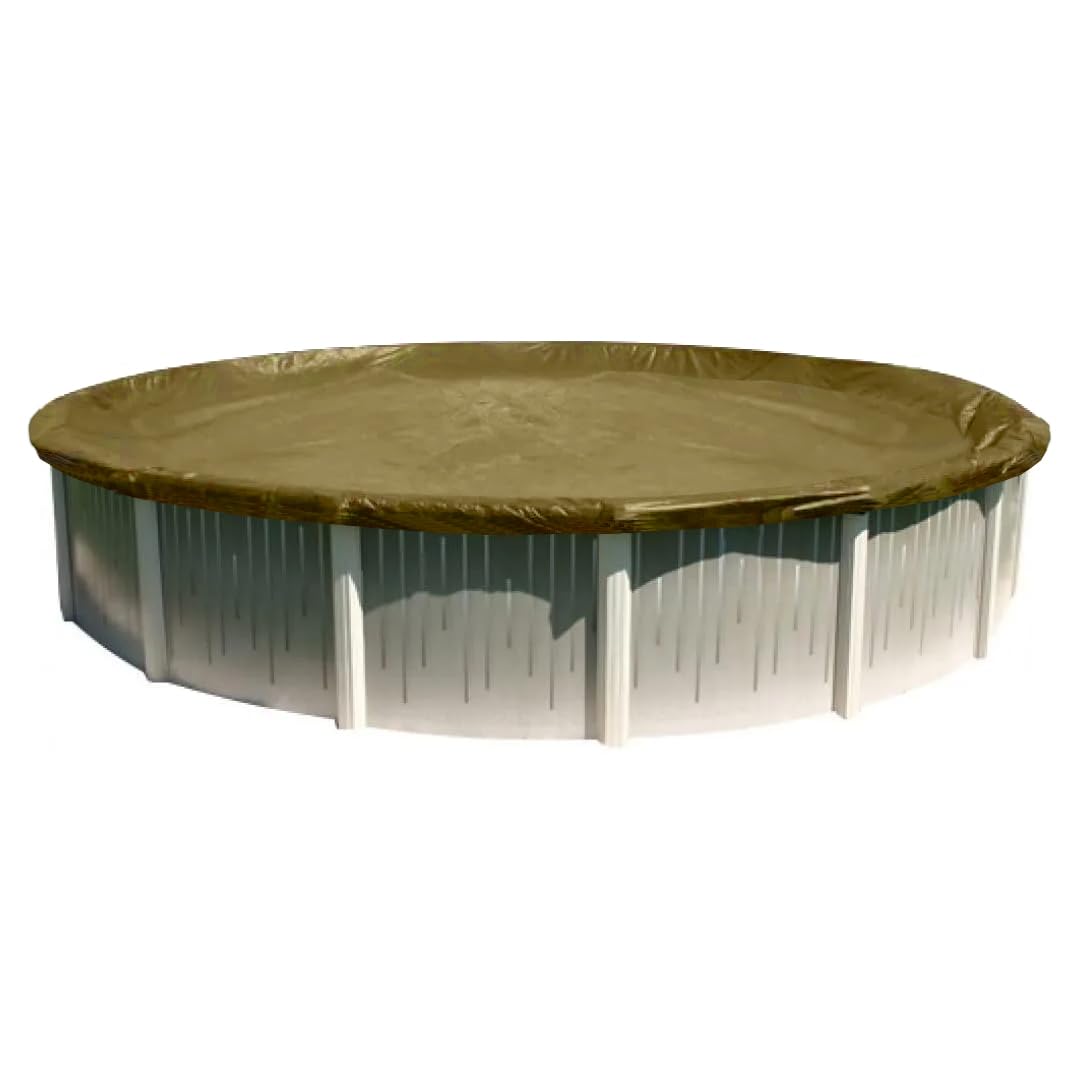 Buffalo Blizzard 33 ft Round Above Ground Pool Cover - Heavy Duty Tan/Silver Reversible Winter Cover | Cold & UV Resistant | Debris Protection | Perfect for Winterizing and Protecting Your Pool from Leaves, Snow & Seasonal Damage
