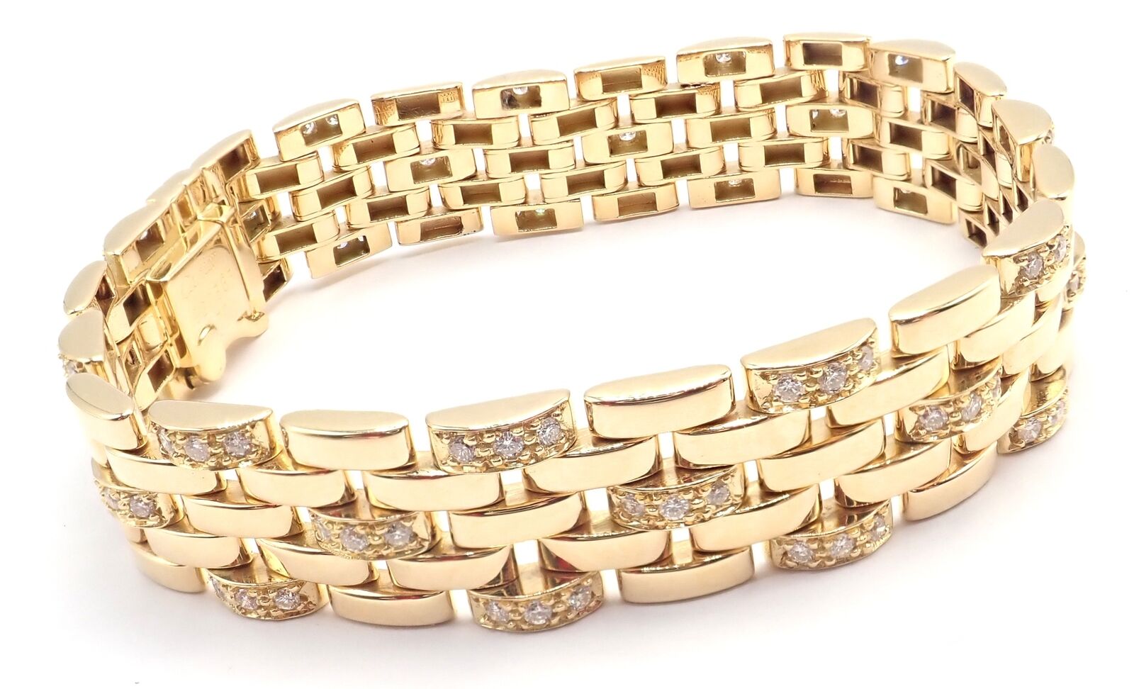 Authentic Cartier Maillon Panthere 18K Gold Diamond Five Row Link Bracelet for Women - Luxury Jewelry Gift for Anniversary, Birthday & Special Occasions