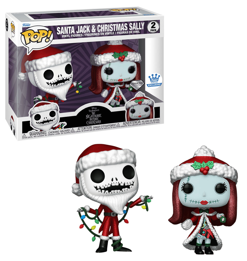 Disney Funko Pop! Santa Jack & Christmas Sally (Diamond Edition) 2-Pack Exclusive - Perfect for Christmas Decorations, Gift Giving & Disney Collectors