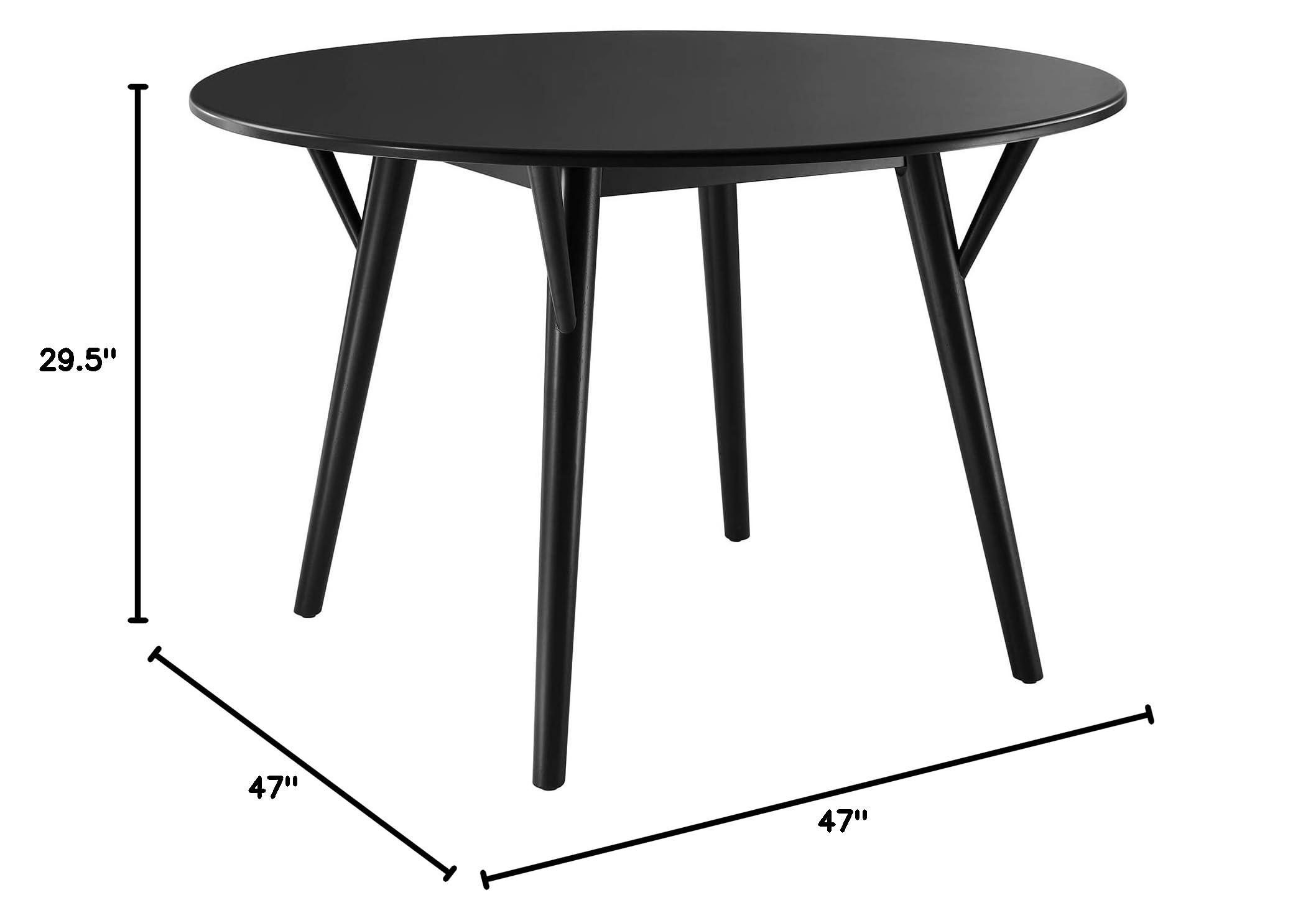 Modway Gallant 47 Inch Modern Black Dining Table - Stylish Kitchen & Dining Room Furniture for Small Spaces & Apartments