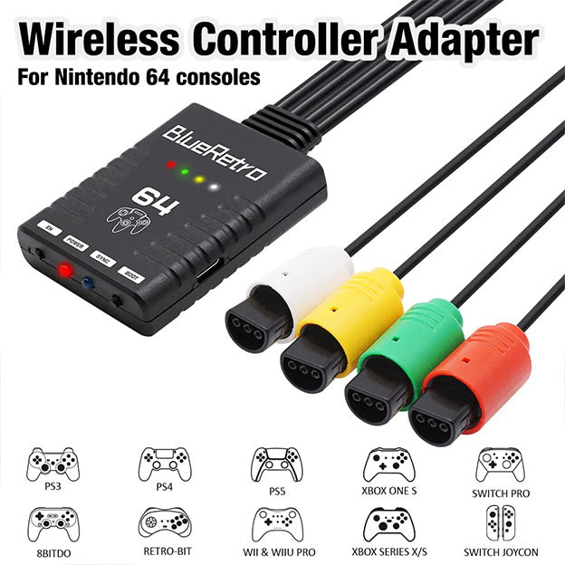 Wireless Controller Adapter for Nintendo 64 Console - Play Classic Games Without Cables | Perfect for Retro Gaming & Multiplayer Sessions