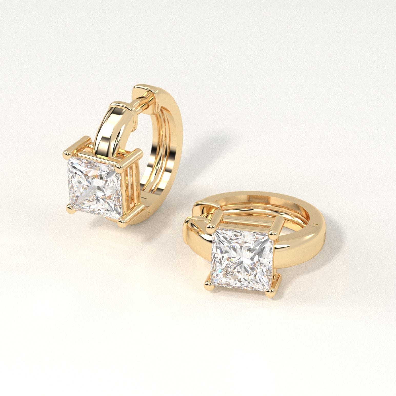 2 Carat Princess Cut Diamond Hoop Earrings for Women - 14K White Gold Dangle Earrings for Wedding, Anniversary & Special Occasions